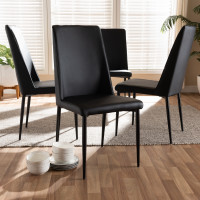 Baxton Studio 160505-Black-4PC-Set Chandelle Modern and Contemporary Black Faux Leather Upholstered Dining Chair (Set of 4)